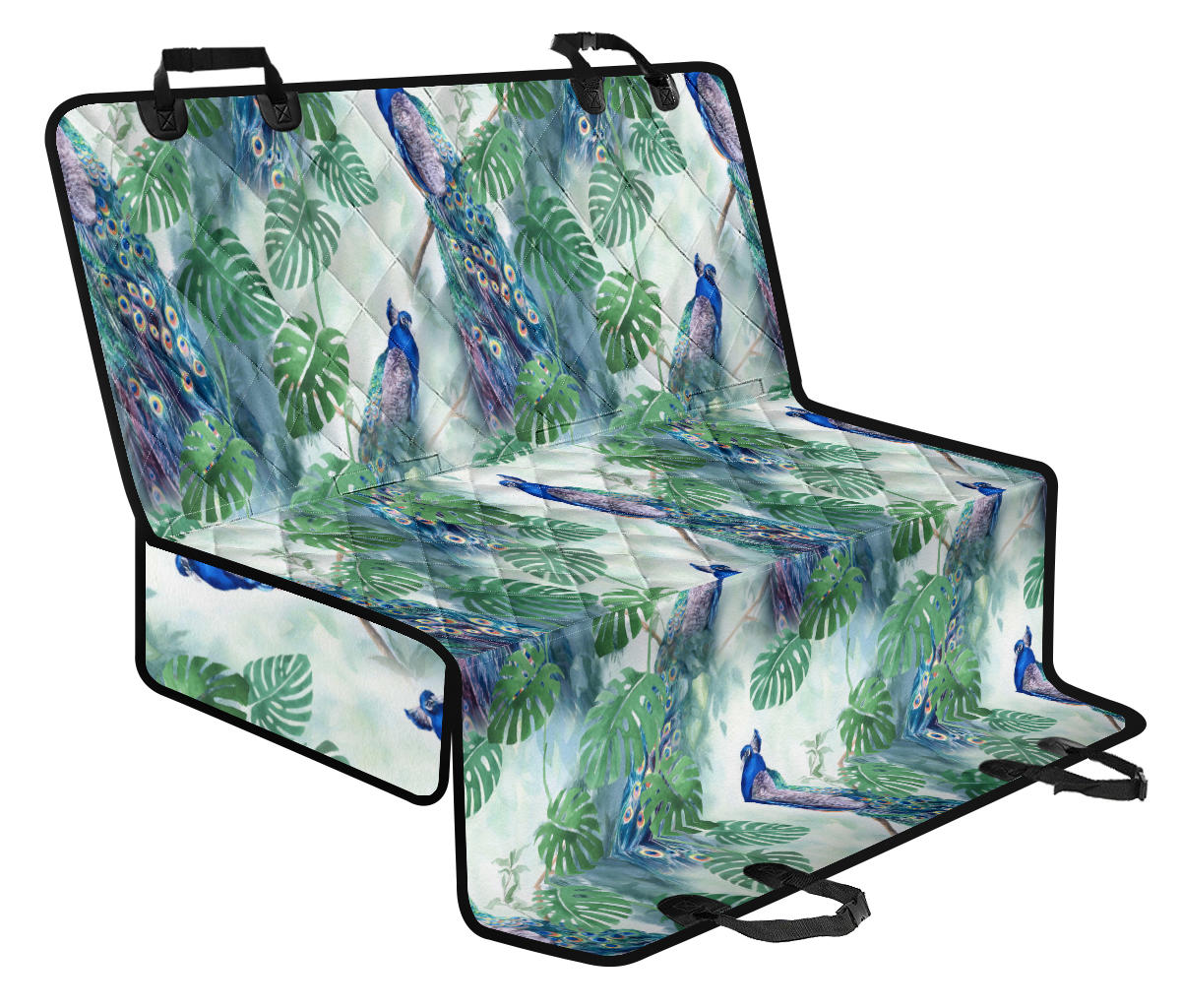 Peacock Pattern Print Design A02 Rear Dog Car Seat Cover Hammock