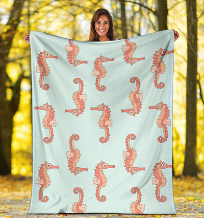 SeaHorse Pattern Print Design 01 Premium Blanket