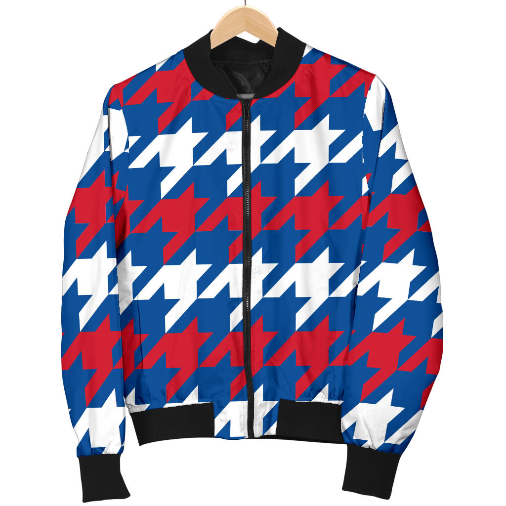 Patriotic Houndstooth Pattern Print Design A02 Men Bomber Jacket