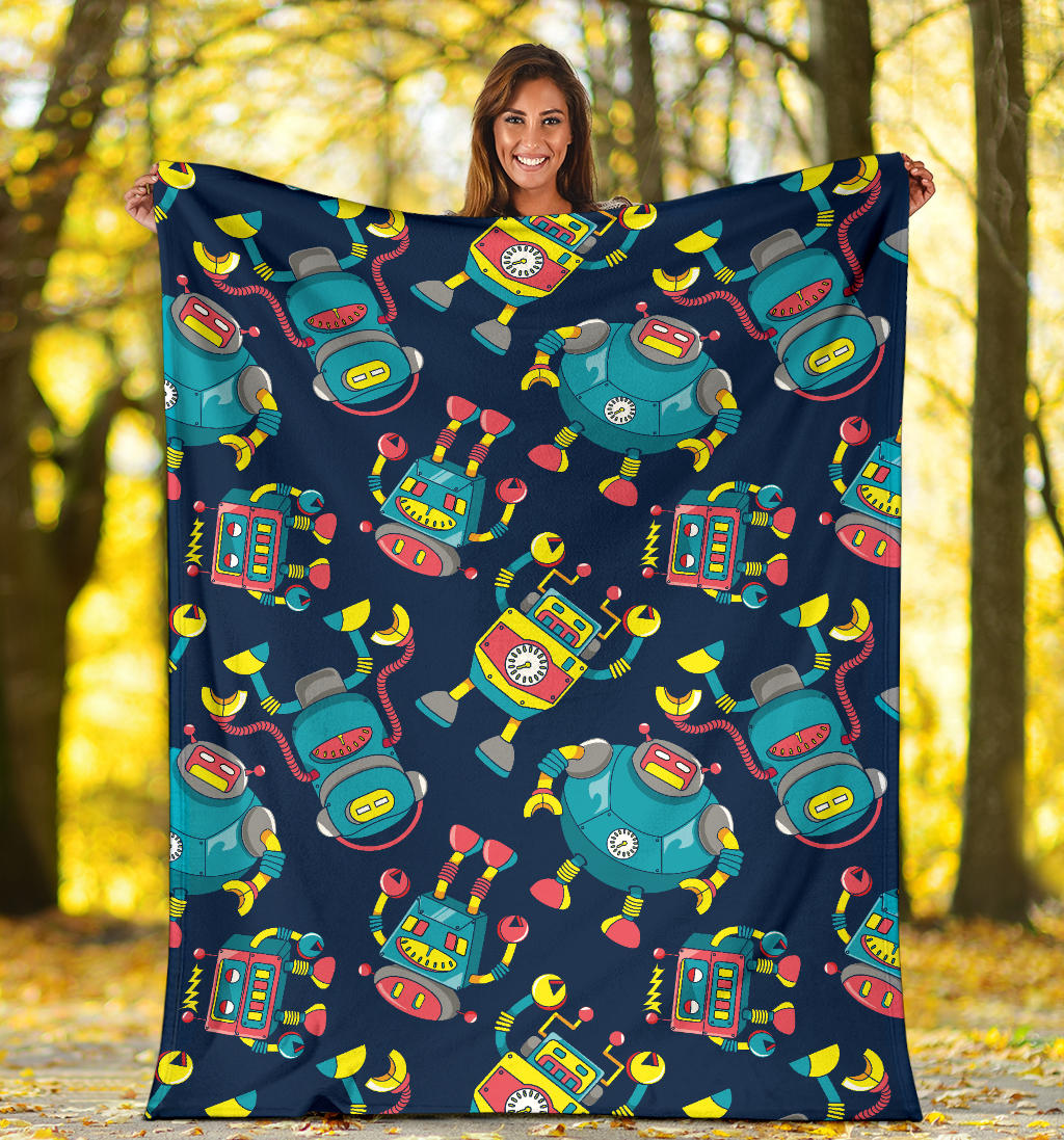 Robot Pattern Print Design A05 Premium Blanket
