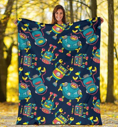 Robot Pattern Print Design A05 Premium Blanket