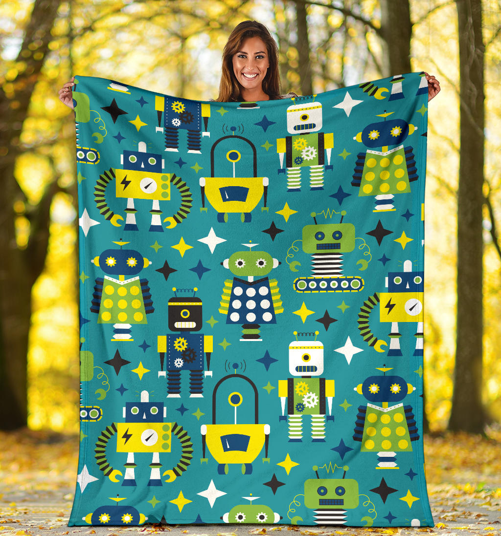 Robot Pattern Print Design A02 Premium Blanket