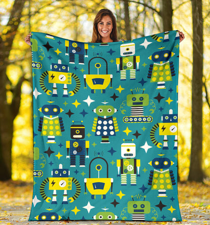Robot Pattern Print Design A02 Premium Blanket