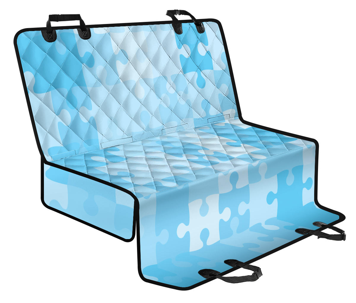 Puzzle Blue Pattern Print Design A04 Rear Dog Car Seat Cover Hammock
