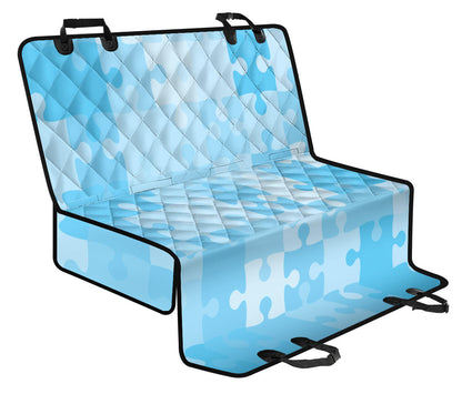 Puzzle Blue Pattern Print Design A04 Rear Dog Car Seat Cover Hammock