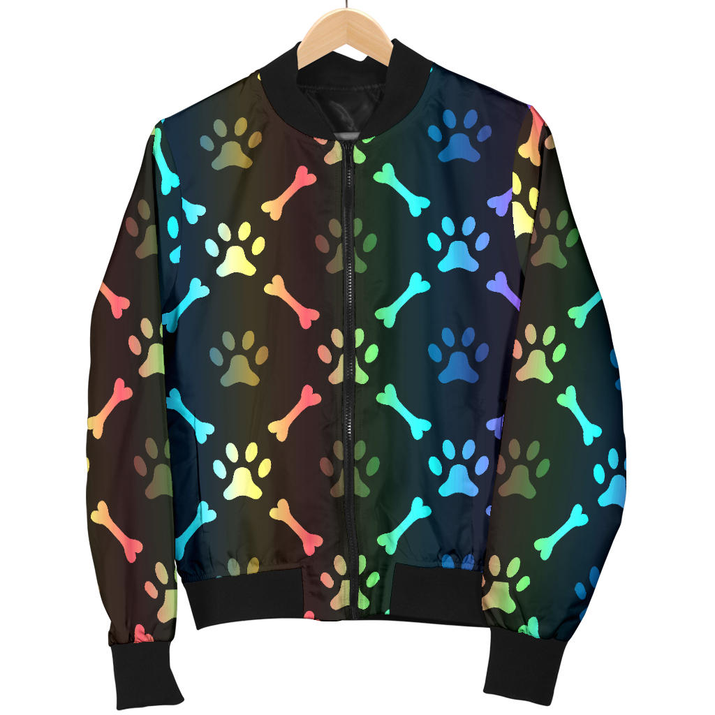 Paw Rainbow Pattern Print Design A01 Men Bomber Jacket