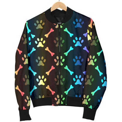 Paw Rainbow Pattern Print Design A01 Men Bomber Jacket