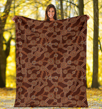 Aboriginal Pattern Print Design 03 Premium Blanket