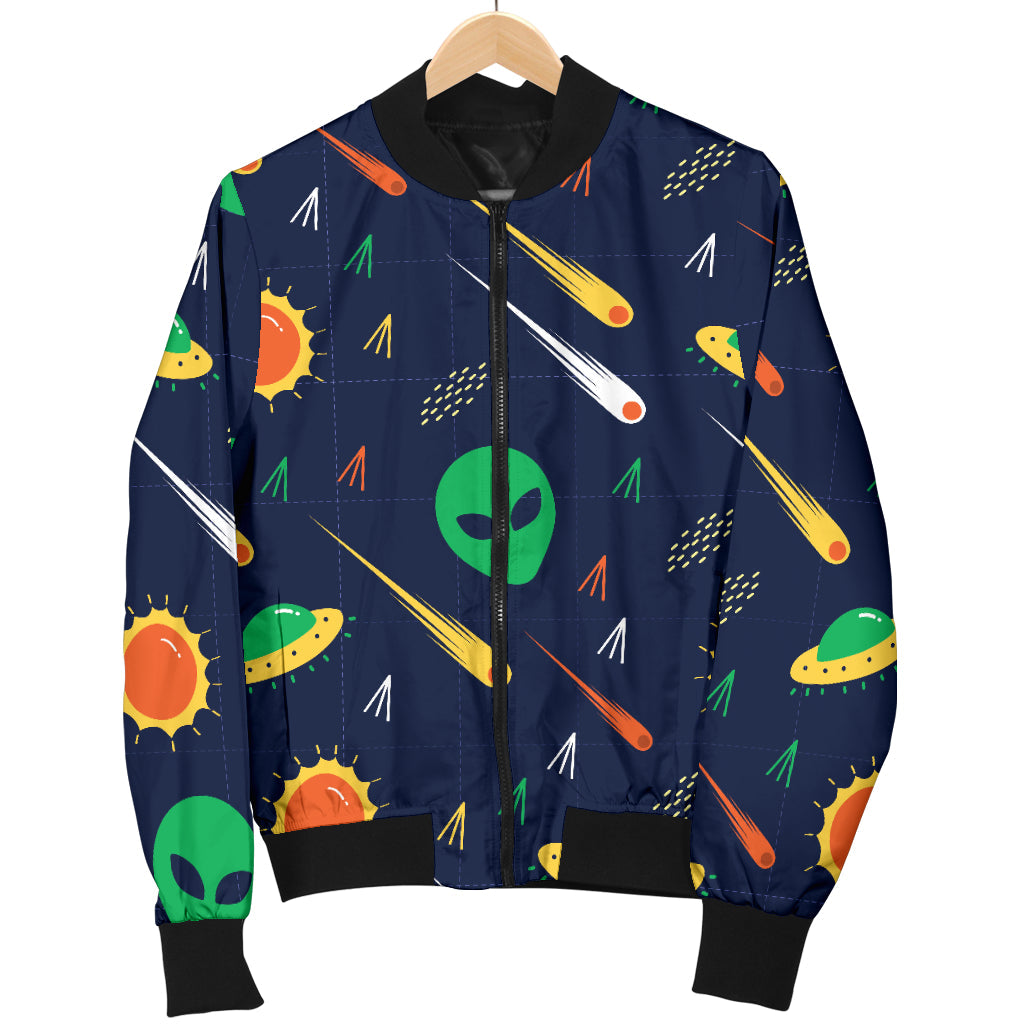 Alien UFO Pattern Print Design 05 Men Bomber Jacket