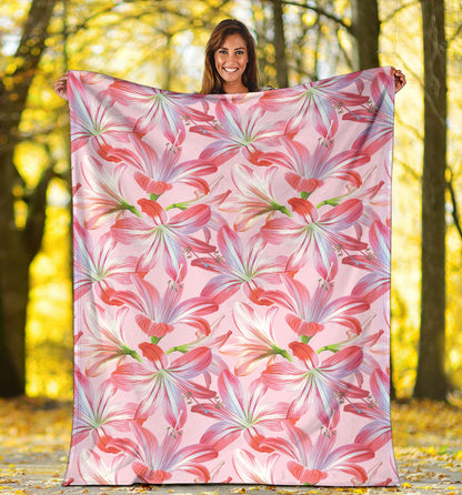 Amaryllis Pattern Print Design 02 Premium Blanket