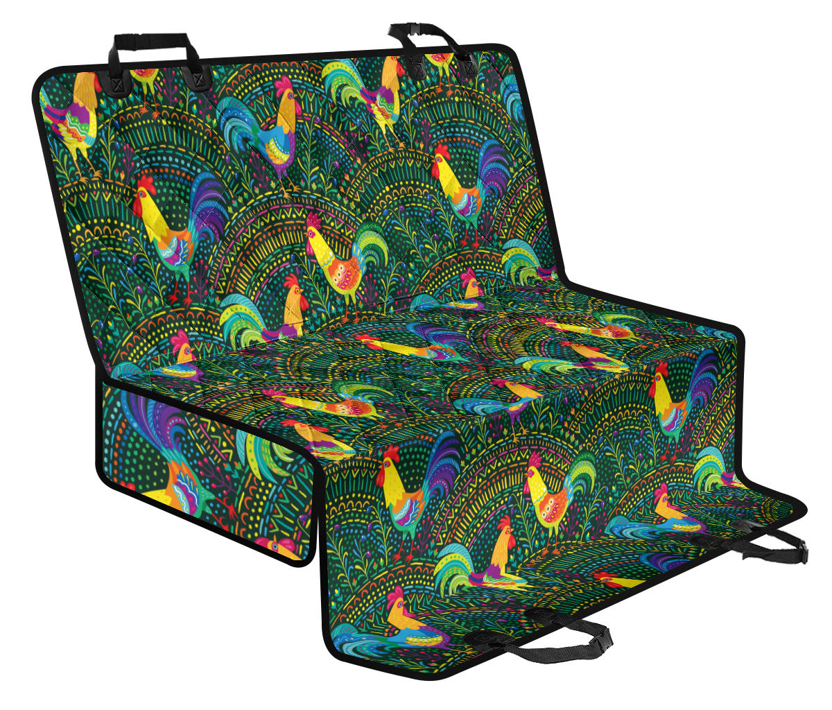 Rooster Pattern Print Design A01 Rear Dog Car Seat Cover Hammock