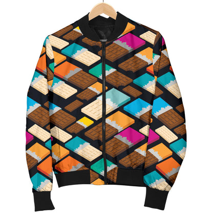 Chocolate Pattern Print Design 02 Men Bomber Jacket