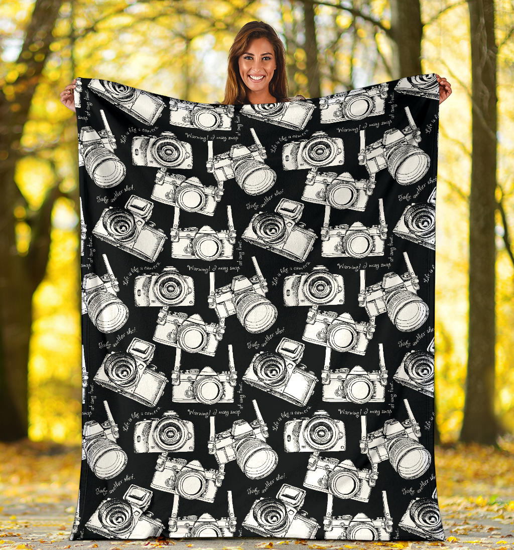 Camera Pattern Print Design 01 Premium Blanket