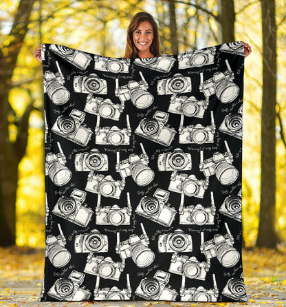 Camera Pattern Print Design 01 Premium Blanket
