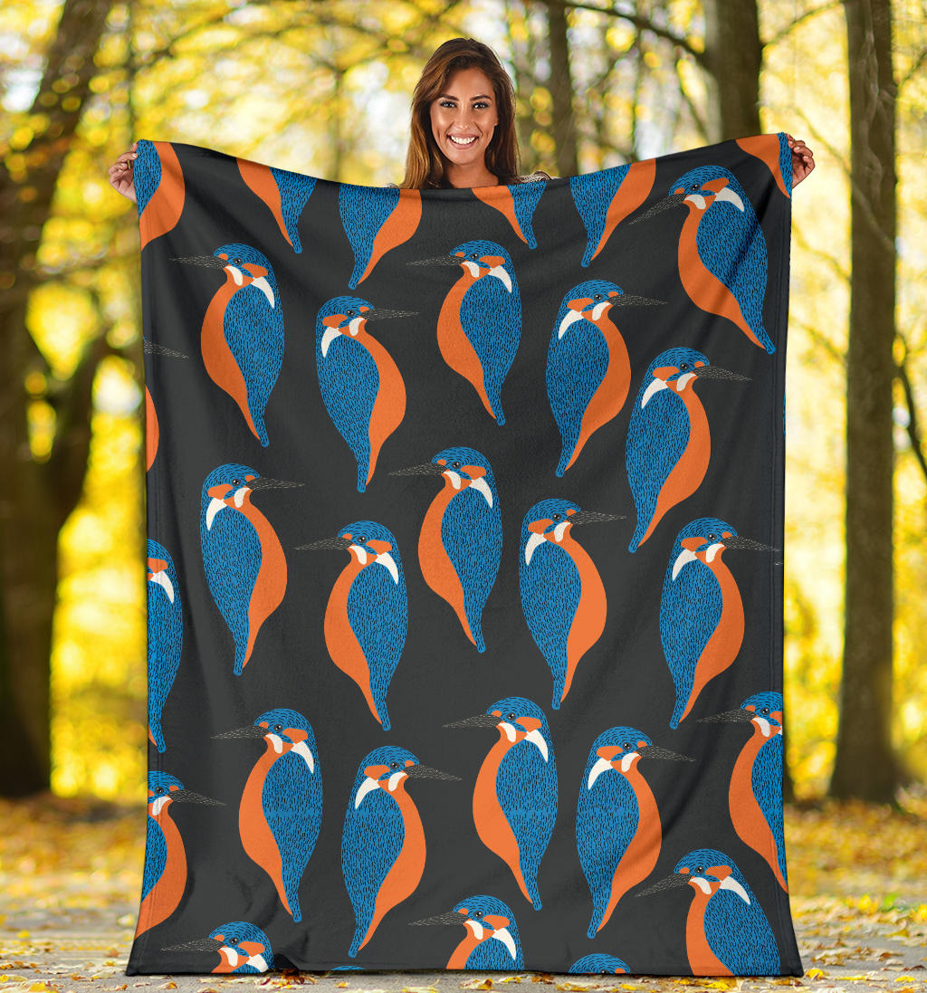 Kingfisher Pattern Print Design 03 Premium Blanket