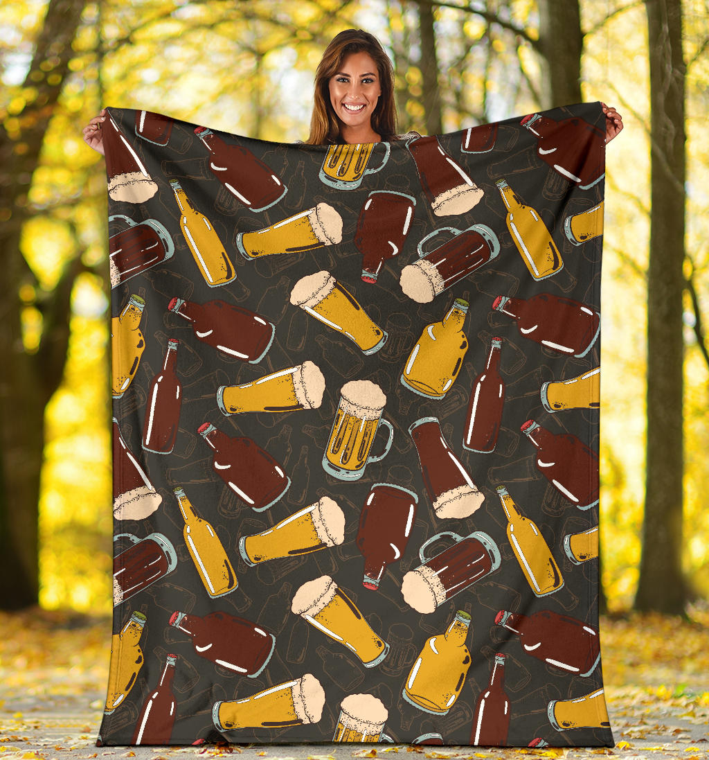 Beer Pattern Print Design 03 Premium Blanket
