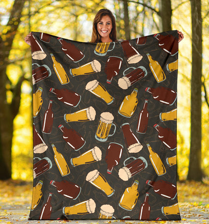 Beer Pattern Print Design 03 Premium Blanket