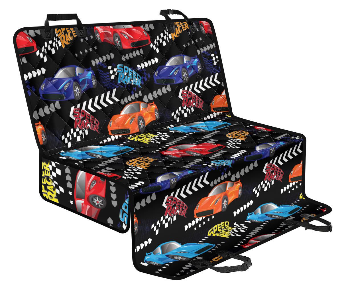 Racing Pattern Print Design A05 Rear Dog Car Seat Cover Hammock