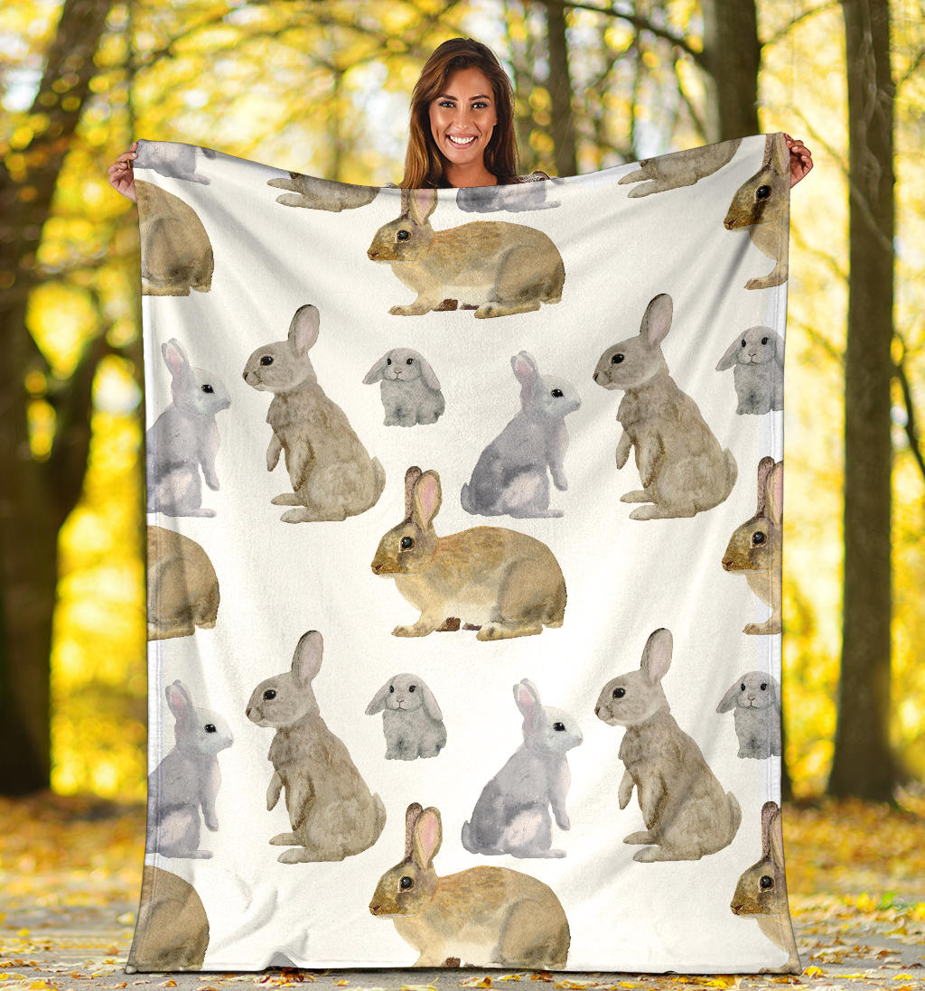Rabbit Pattern Print Design 02 Premium Blanket