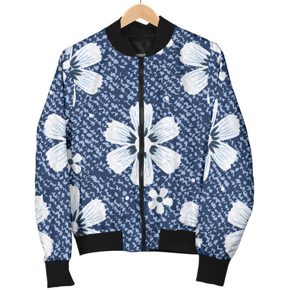 Jean Flower Pattern Print Design 03 Men Bomber Jacket