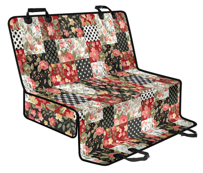 Patchwork Flower Pattern Print Design 03 Rear Dog Car Seat Cover Hammock