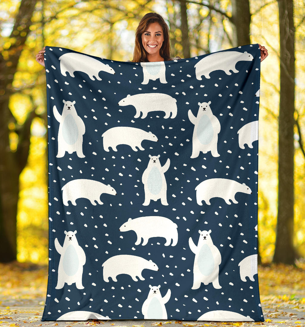 Polar Bear Pattern Print Design A02 Premium Blanket