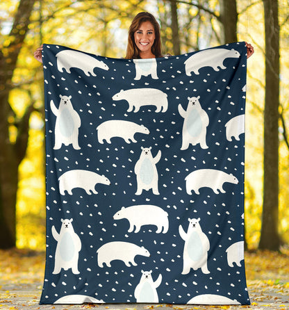 Polar Bear Pattern Print Design A02 Premium Blanket