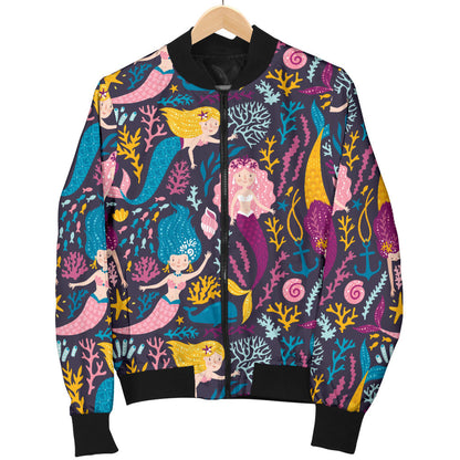 Mermaid Pattern Print Design 08 Men Bomber Jacket
