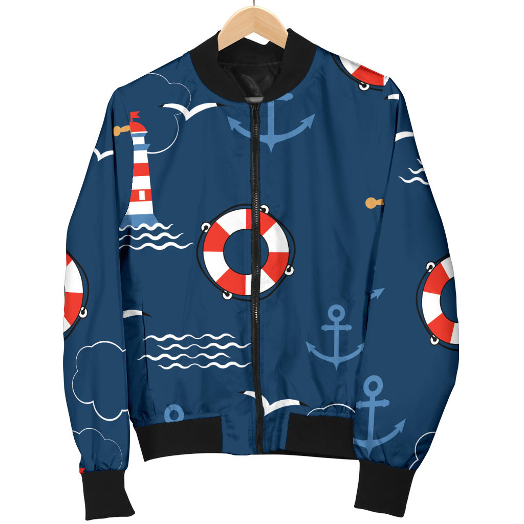 Nautical Pattern Print Design A06 Men Bomber Jacket
