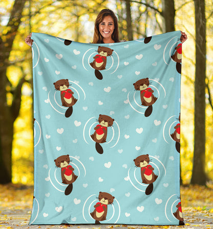 Sea Otter Cute Pattern Print Design 04 Premium Blanket