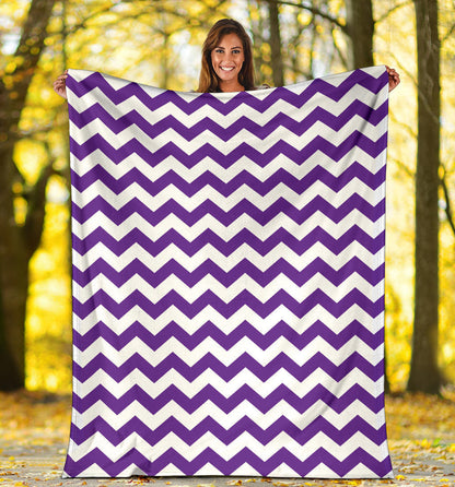 Chevron Purple Pattern Print Design 03 Premium Blanket