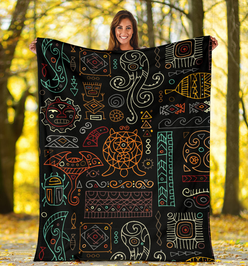 Polynesian Pattern Print Design A04 Premium Blanket