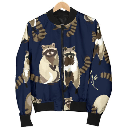 Raccoon Pattern Print Design A06 Men Bomber Jacket