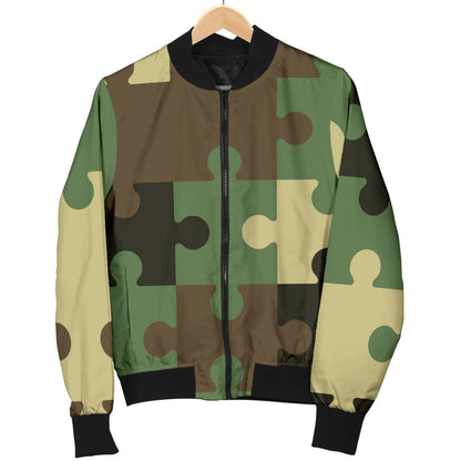 Puzzle Camo Pattern Print Design A03 Men Bomber Jacket