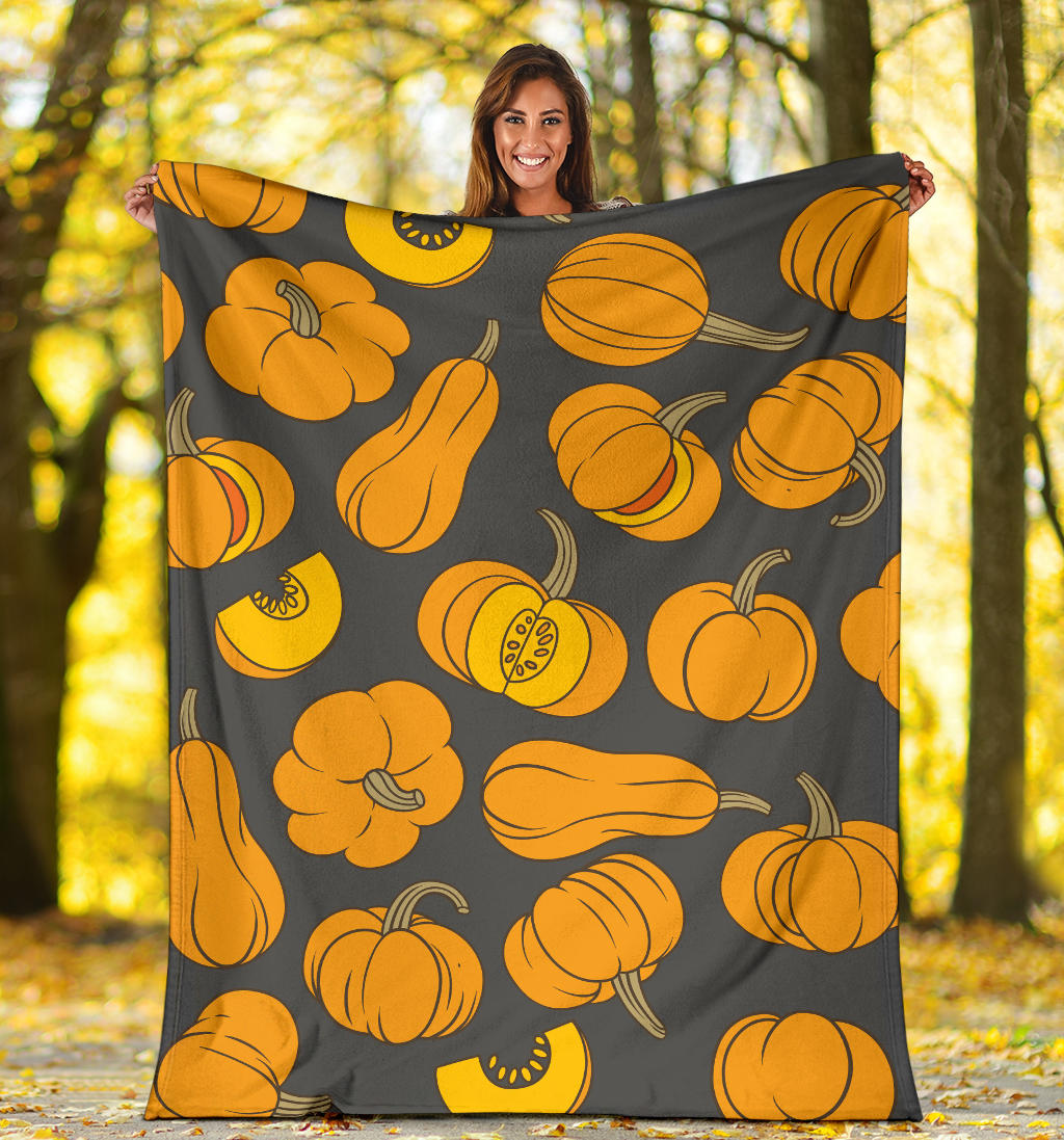 Pumpkin Pattern Print Design A03 Premium Blanket