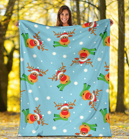 Reindeer cute Pattern Print Design 02 Premium Blanket