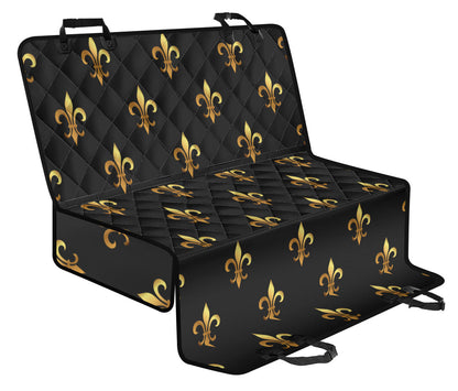 Fleur De Lis Gold Pattern Print Design 03 Rear Dog Car Seat Cover Hammock