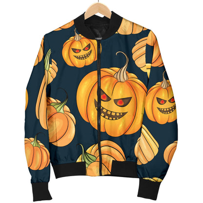 Pumpkin Halloween Pattern Print Design A04 Men Bomber Jacket