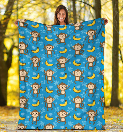 Monkey Pattern Print Design 05 Premium Blanket