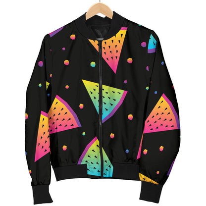 Rainbow Watermelon Pattern Print Design A04 Men Bomber Jacket