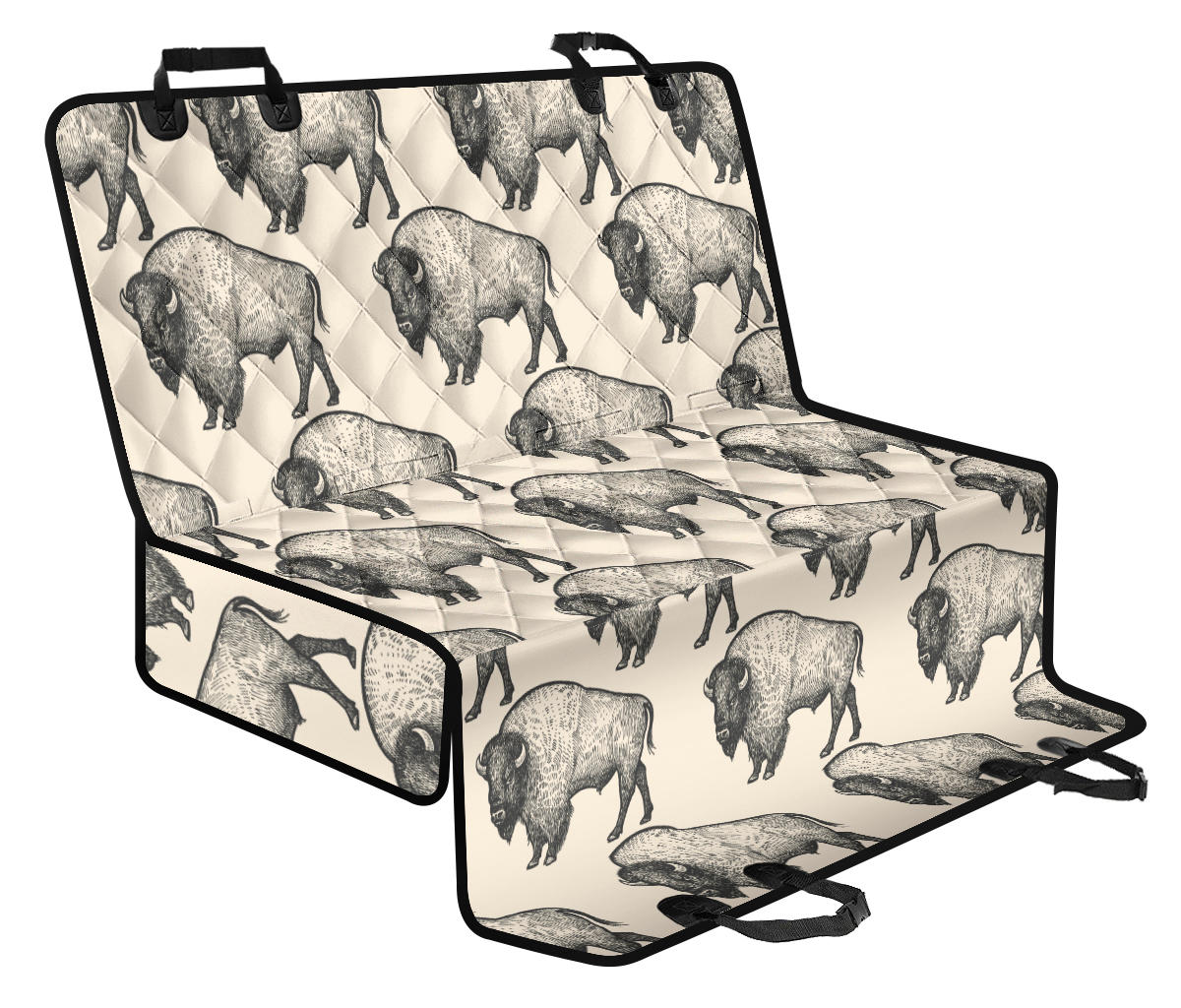 Bison Pattern Print Design 02 Rear Dog Car Seat Cover Hammock