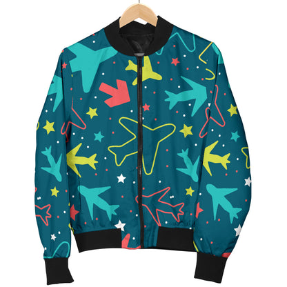 Airplane Pattern Print Design 05 Men Bomber Jacket