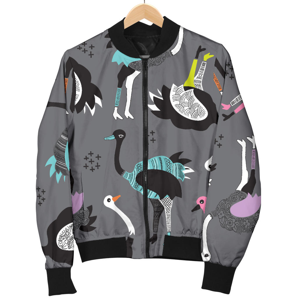 Ostrich Pattern Print Design 01 Men Bomber Jacket
