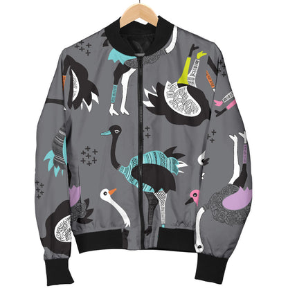 Ostrich Pattern Print Design 01 Men Bomber Jacket