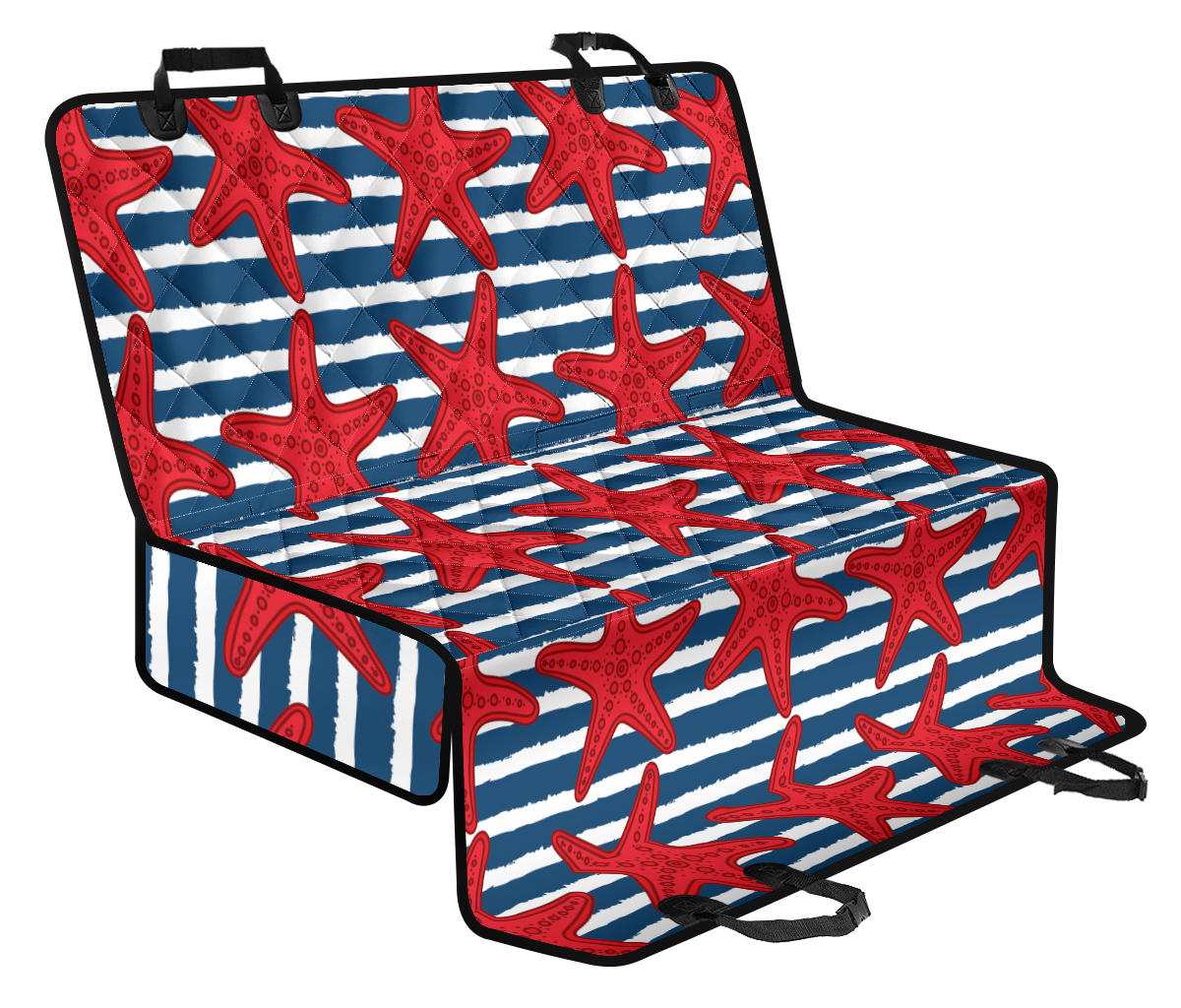 Starfish Red Pattern Print Design 02 Rear Dog Car Seat Cover Hammock