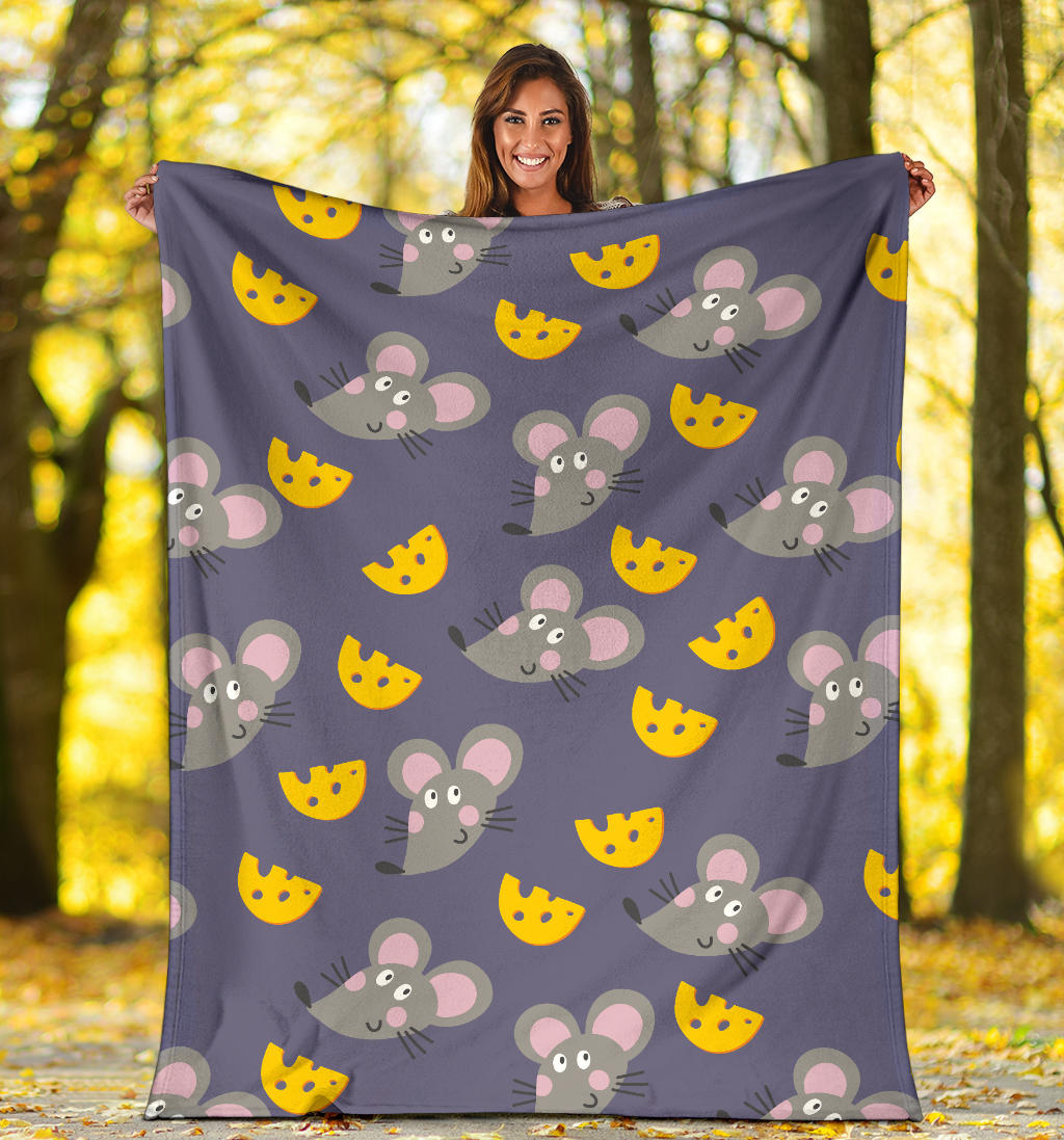 Rat With Cheese Pattern Print Design 01 Premium Blanket