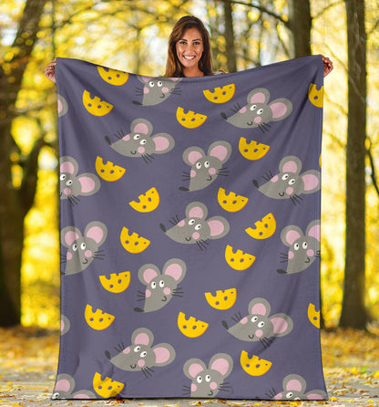 Rat With Cheese Pattern Print Design 01 Premium Blanket