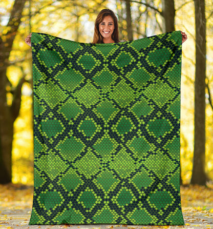Python Green Pattern Print Design A01 Premium Blanket