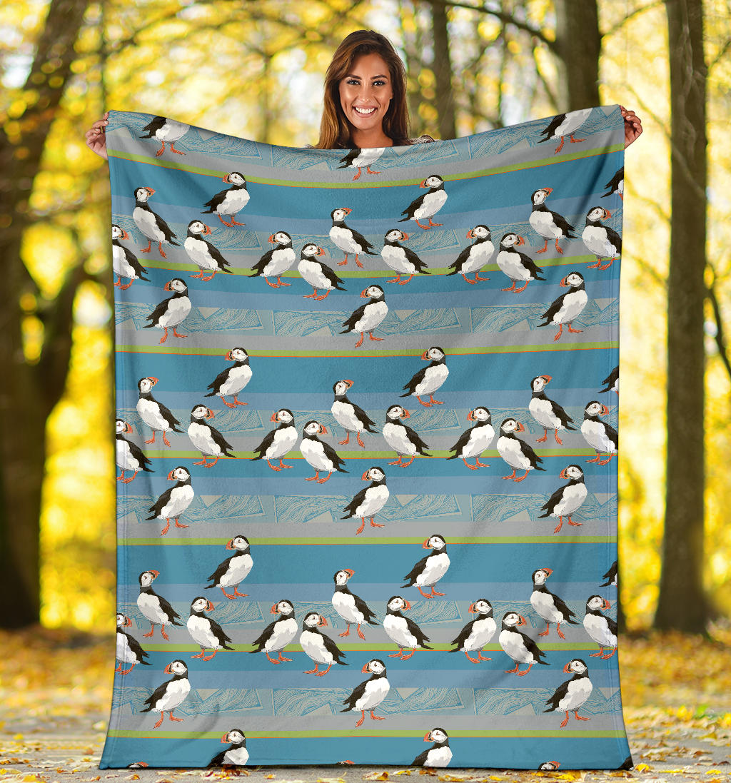 Puffin Pattern Print Design A01 Premium Blanket