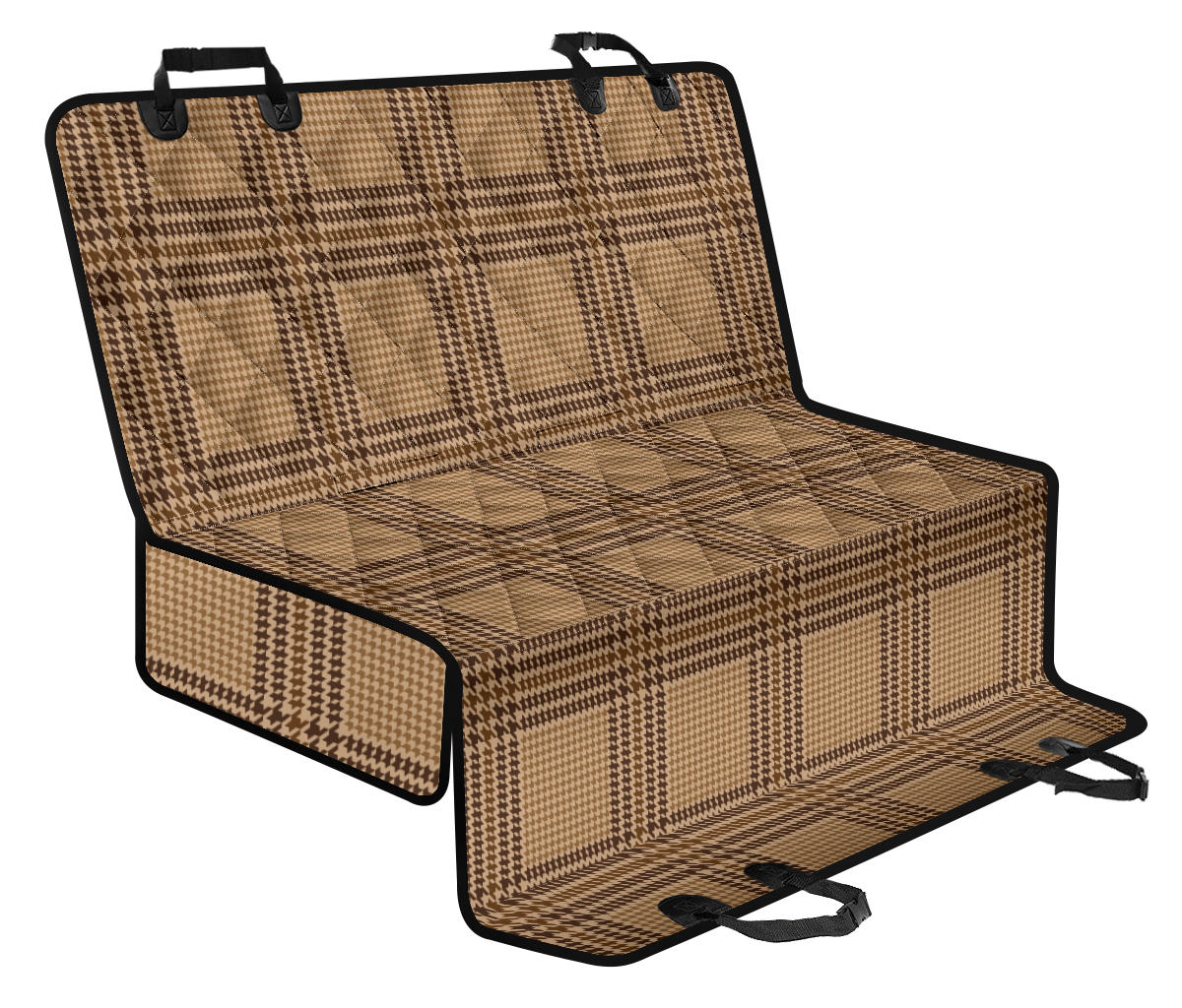 Houndstooth Brown Pattern Print Design 04 Rear Dog Car Seat Cover Hammock
